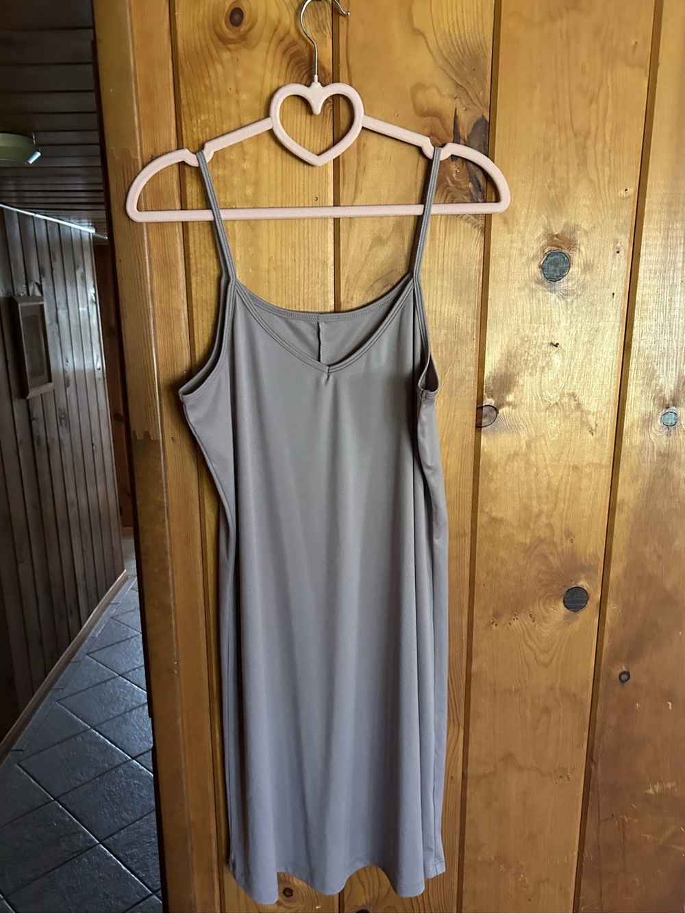 Ami Taupe Strapless Slip Dress